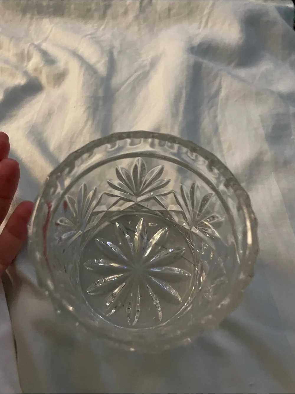 Vintage 90s Cut Glass Crystal Candy Jar with Lid